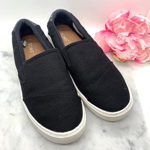 Toms Women's Black & Blue Canvas Polka Dot Slip On Sneaker Shoes Size 7.5